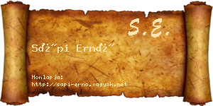 Sápi Ernő névjegykártya